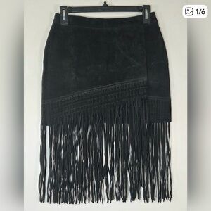 Blank NYC Asymmetrical Black Fringe Skirt